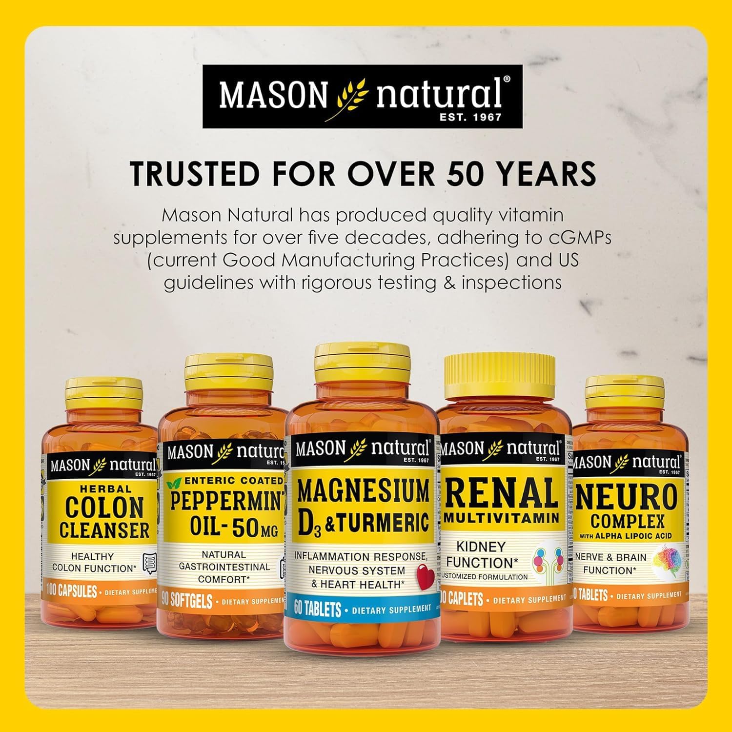 MASON NATURAL Glucosamine Chondroitin 1500/1200 & Vitamin C, 30 Day Supply | 1500mg glucosamine & 1200mg chondroitin with 198mg vitamin C & manganese to support joint cartilage, flexibility & mobility