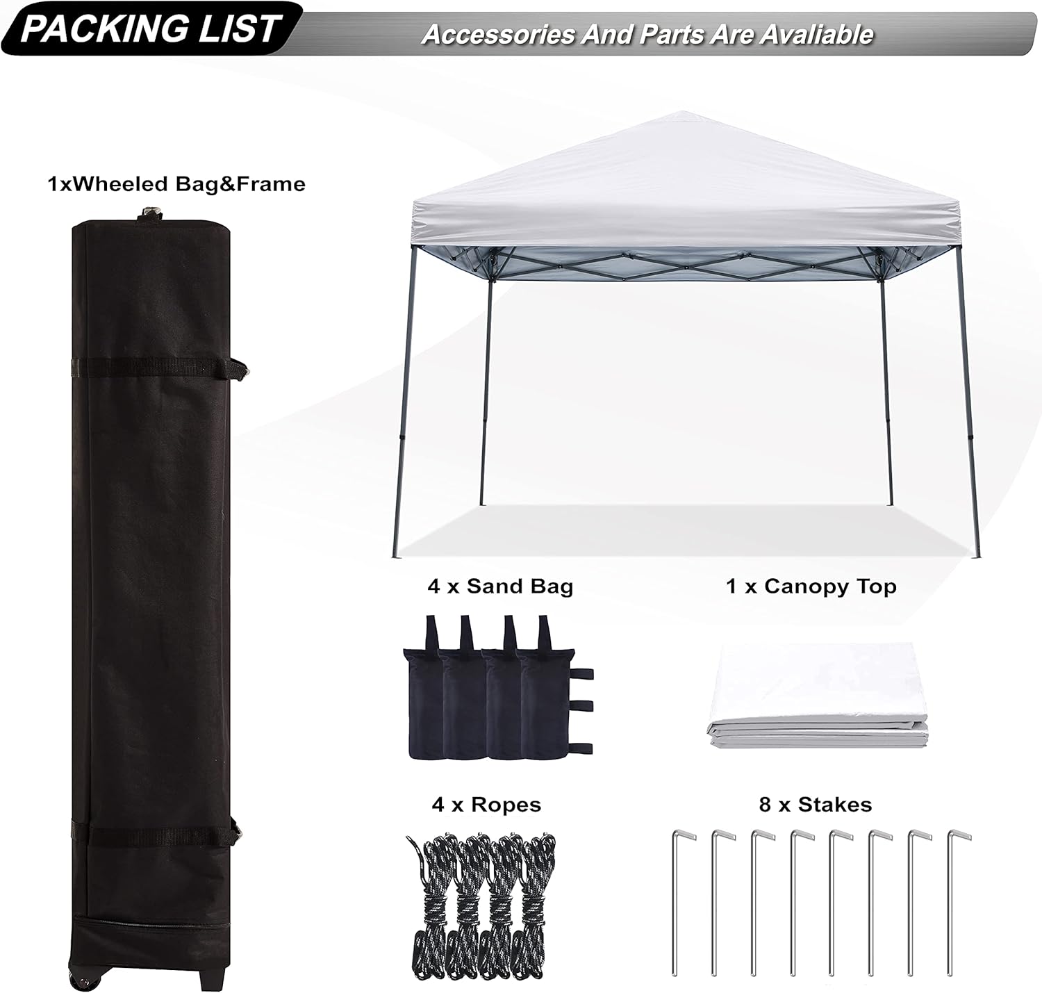 ABCCANOPY 11x11 Pop Up Canopy Tent, Stable Slant Leg Outdoor Shade, Black
