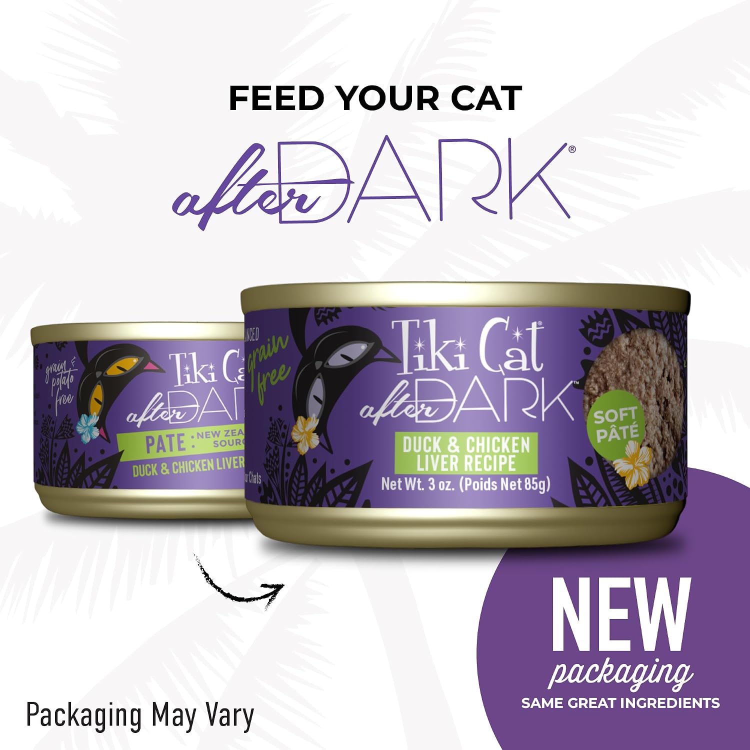 Tiki Cat After Dark Pate Wet Cat Food, Duck & Chicken Liver, 3 oz. Cans