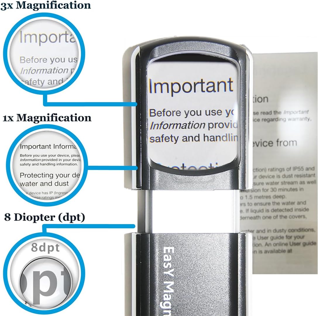 Small Rechargeable Magnifying Glass with LED Light 3.0X, Lighted Handheld Magnify Glasses for Reading Fine Prints & for Close Work