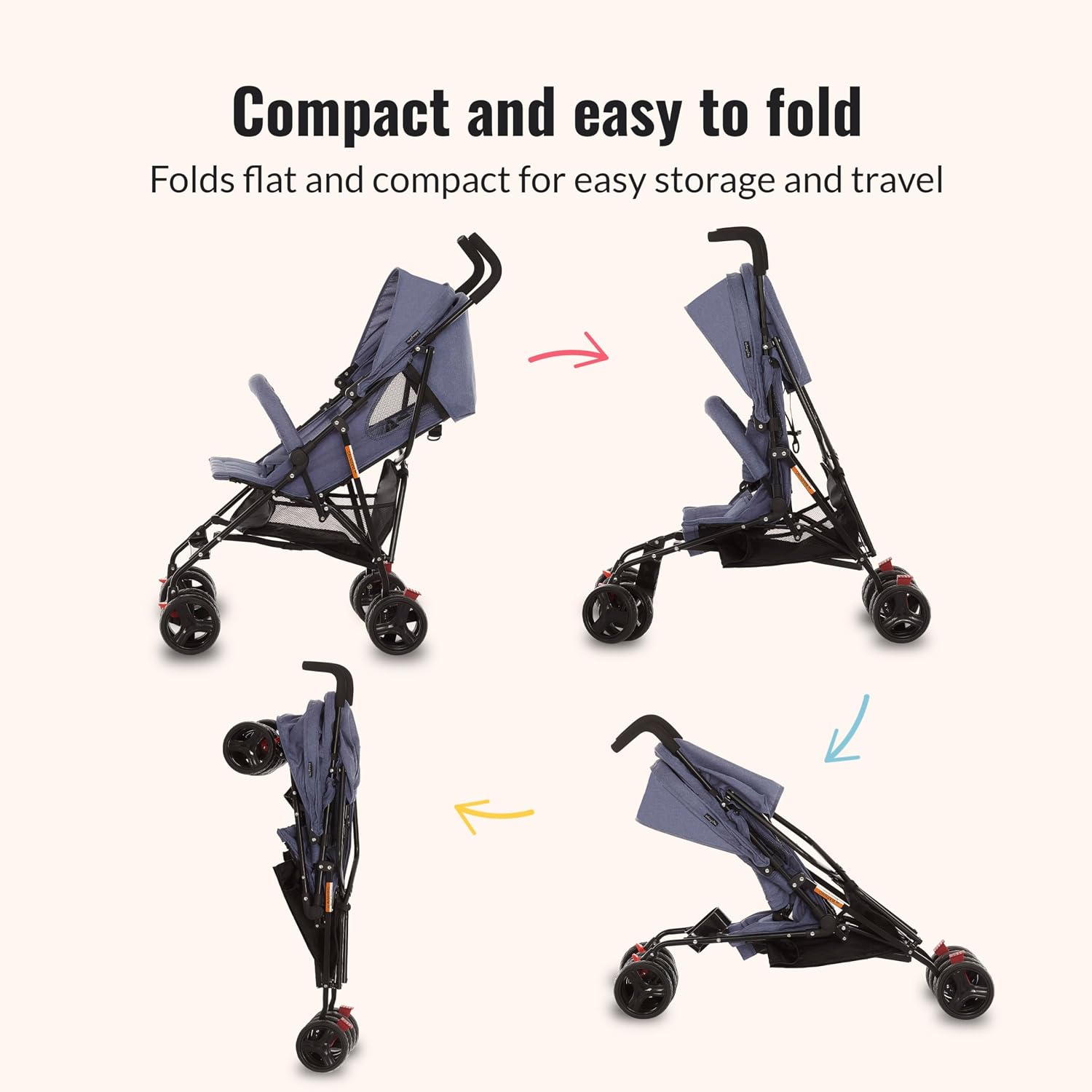 Dream On Me Vista Moonwalk Baby Stroller in Light Gray, Lightweight Infant Stroller with Compact Fold