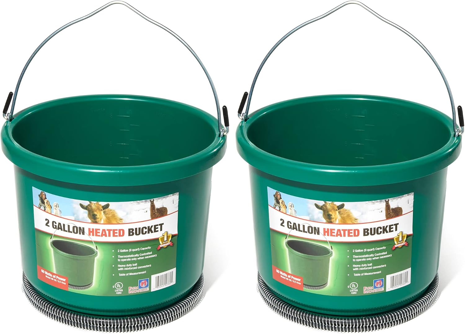 Farm Innovators Heated Water Bucket, 200W Heating Power - 16 Gallon Plastic Bucket with Replaceable Heating Element for Livestock Watering & Feeding | Thermostatically controlled to operate only when necessary, large 16-gallon capacity, anti-chew cord