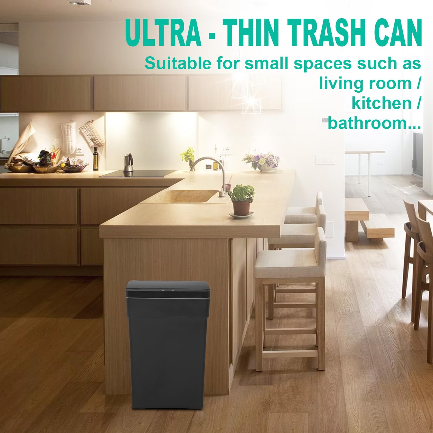 BestOffice 13 Gallon Trash Can Automatic Kitchen Trash Can Touch Free High-Capacity Garbage Can with Lid for Bedroom Bathroom Home Office 50 Liter