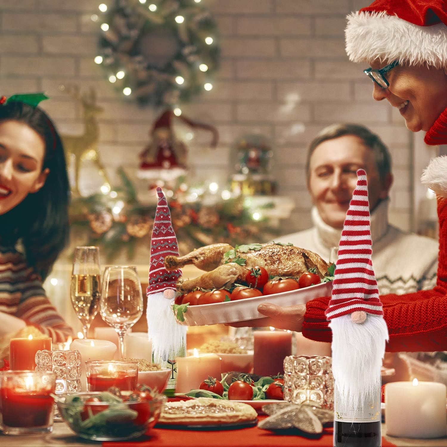 Christmas Gnome Wine Bottle Covers