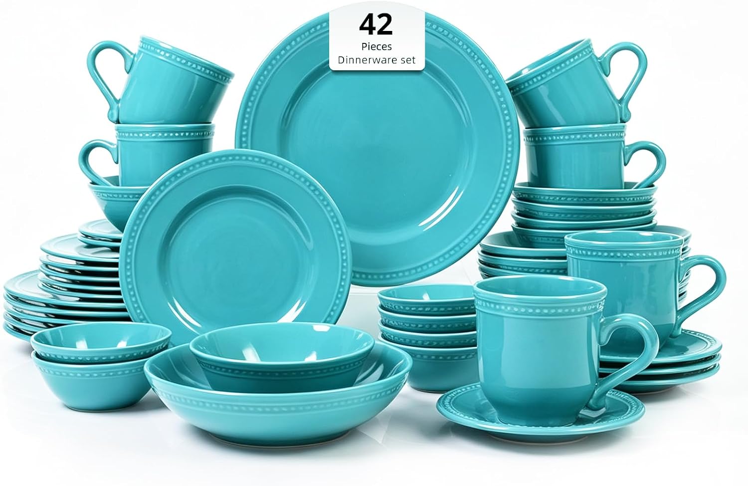 HomeVSS 20-Piece Pearl Dots Stoneware Dinnerware Set, Pink, Service for 4