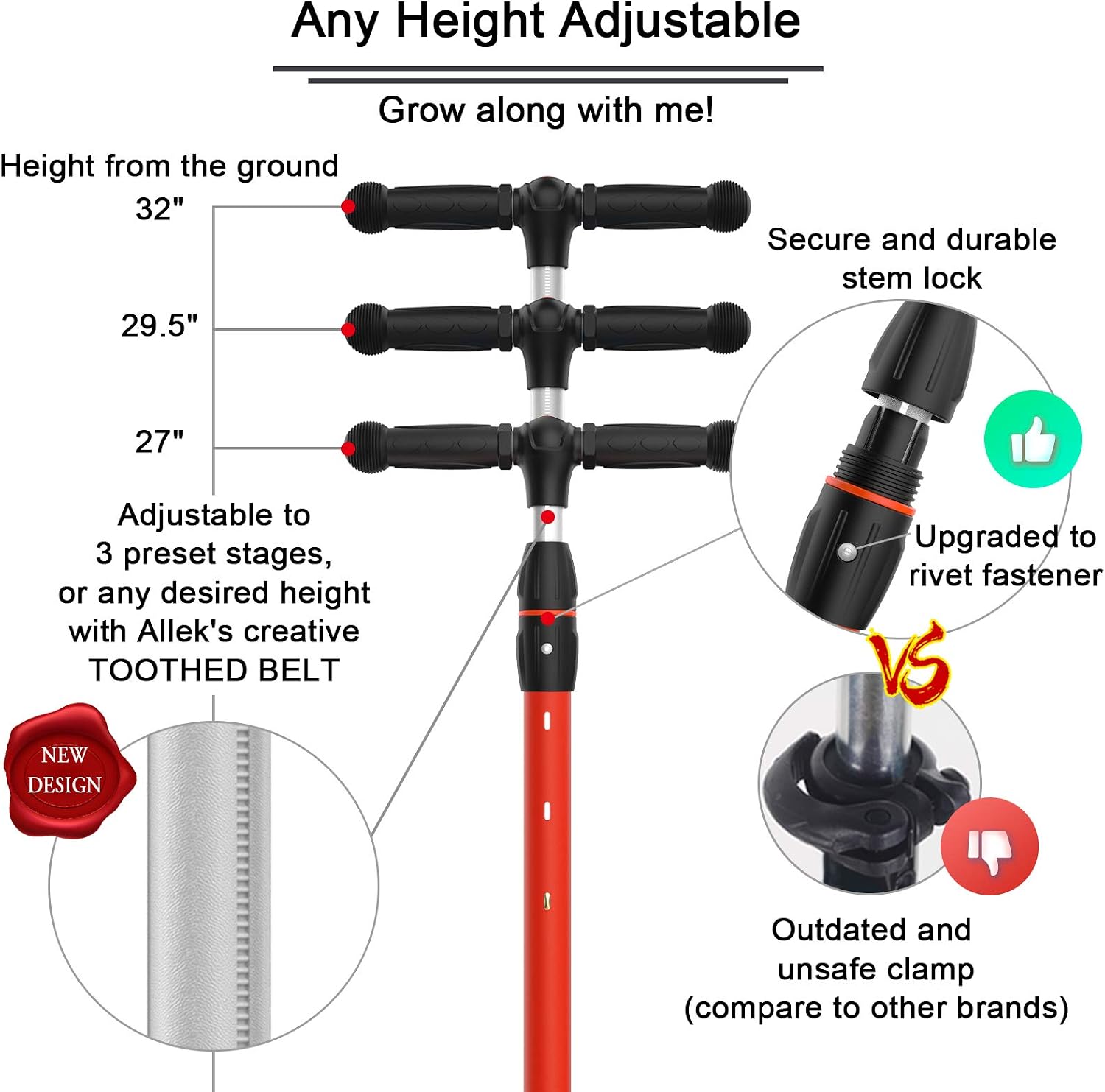 Allek Kick Scooter B03, Lean 'N Glide 3-Wheeled Push Scooter with Extra Wide PU Light-Up Wheels