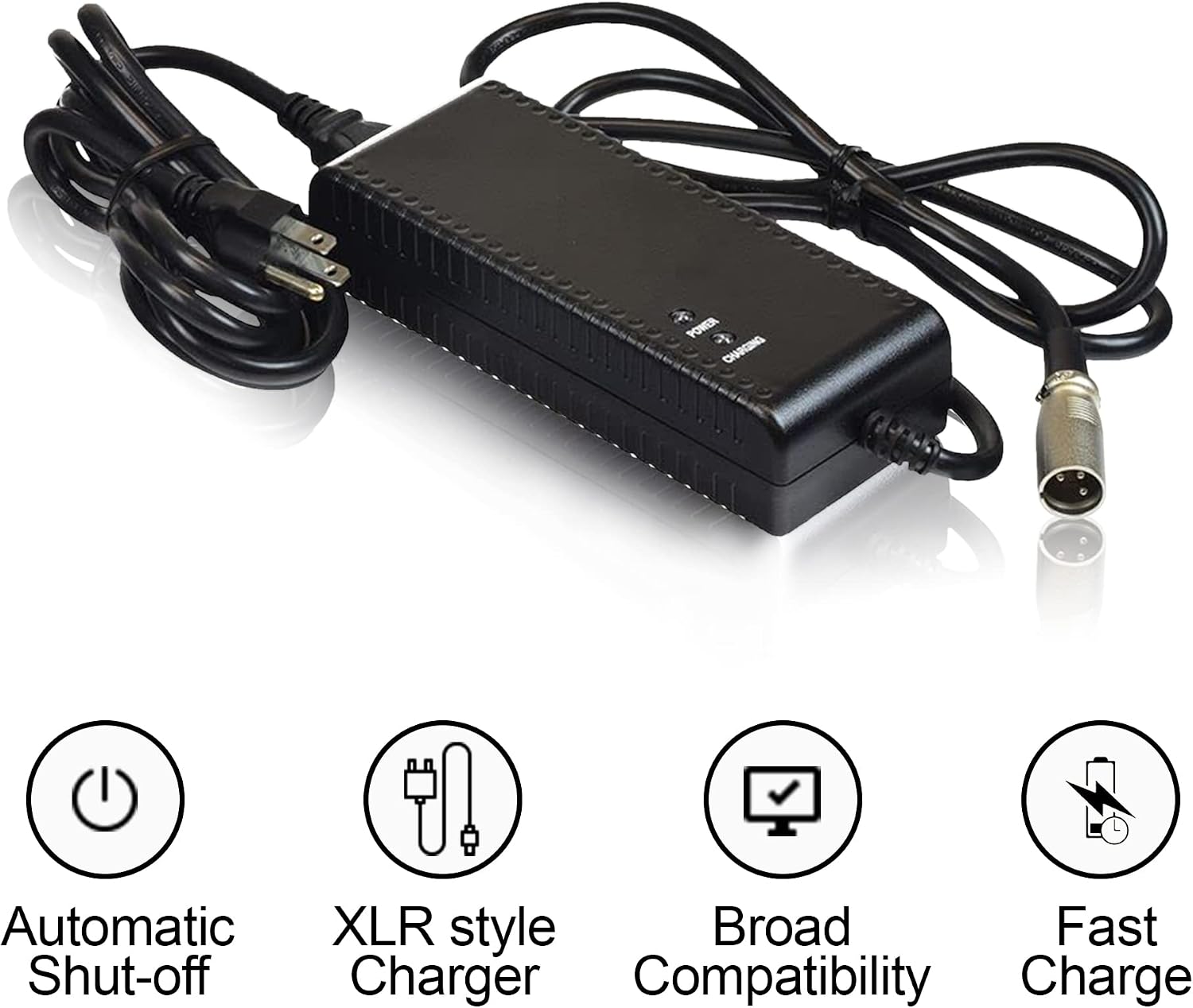 AlveyTech 24 Volt 3.5 Amp XLR Battery Charger (24BC3500T-4) - Replacement Charger for Pride Mobility, Shoprider