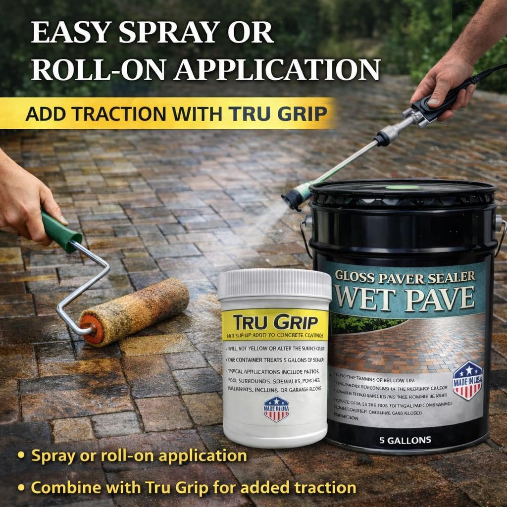 Wet Pave Paver Sealer – Waterproof & UV-Resistant Masonry Sealer for Concrete, Brick & Stone – Color Enhancing