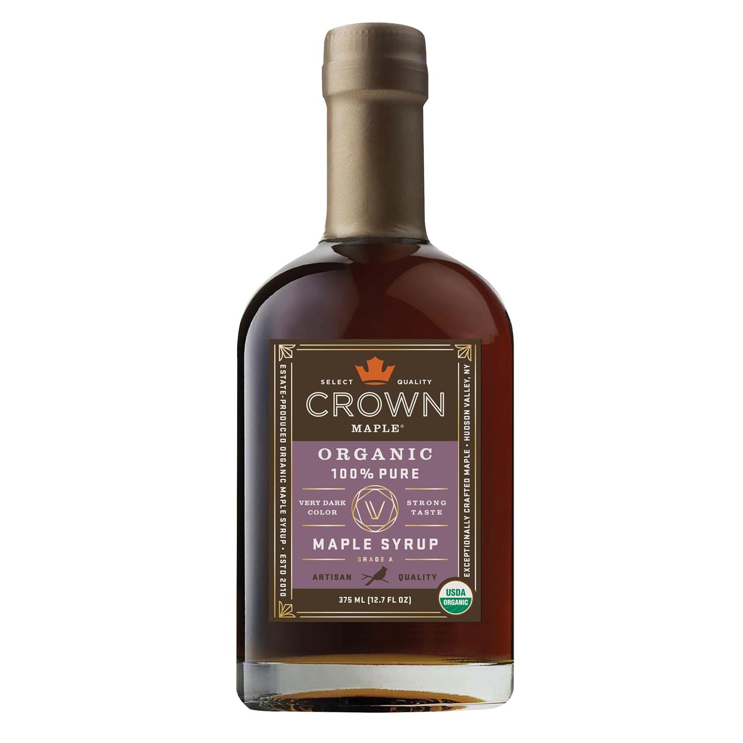 Crown Maple Organic 100% Pure Amber Color Rich Taste Maple Syrup, Flavor Marinades, Cocktails, Pancakes, Squash & Bacon, 12.7 Fl Oz