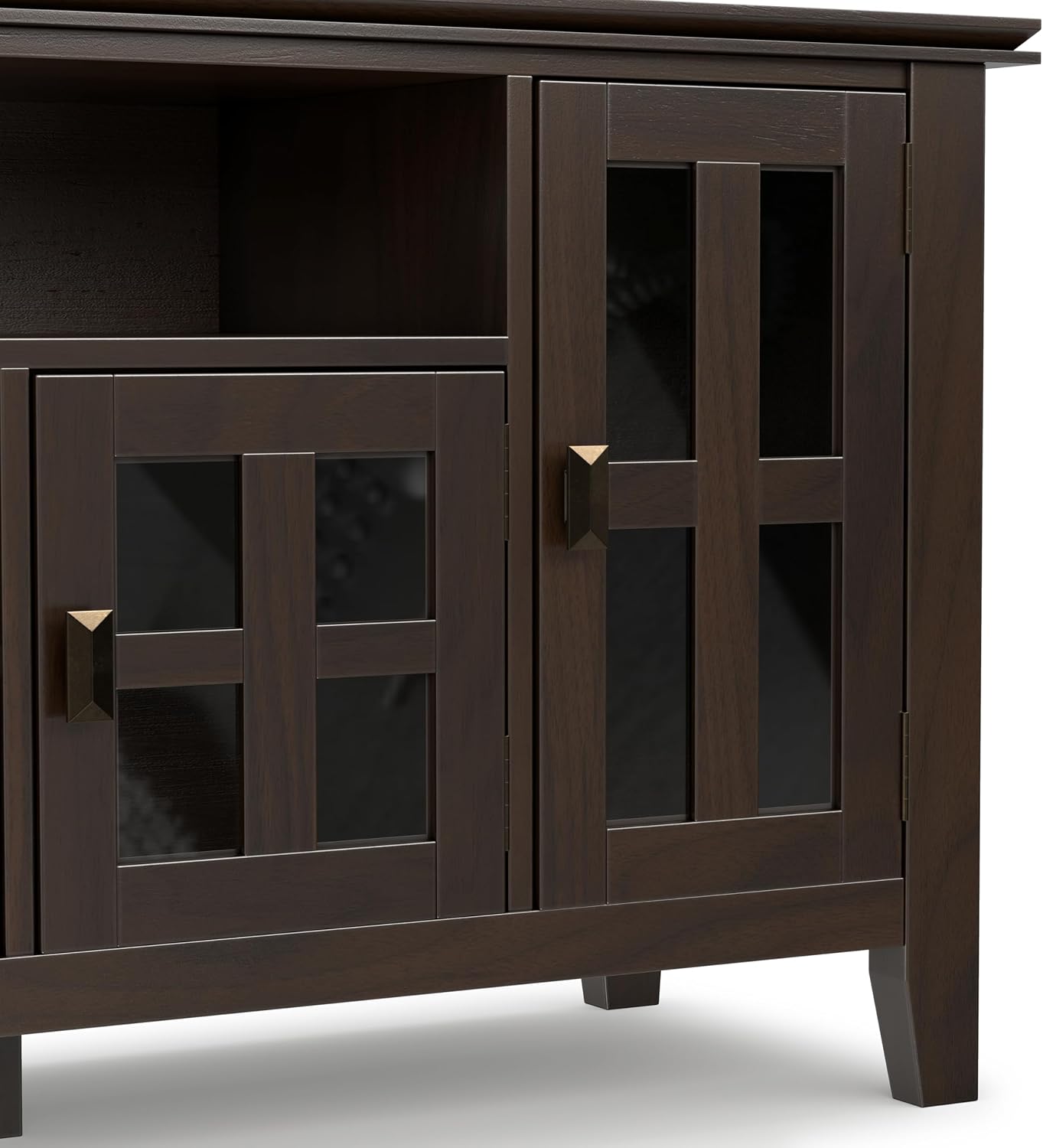 SIMPLIHOME Artisan 53" Wide Solid Wood TV Stand in Russet Brown