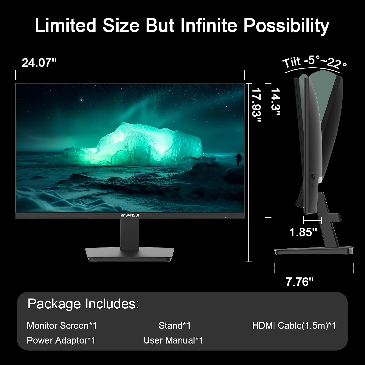 SANSUI 32 Inch Curved 240Hz Gaming Monitor High Refresh Rate, FHD 1080P | Gaming PC Monitor HDMI DP1.4, 1500R Curvature, 1Ms MPRT, HDR,Metal Stand,VESA Compatible(DP Cable Incl.)