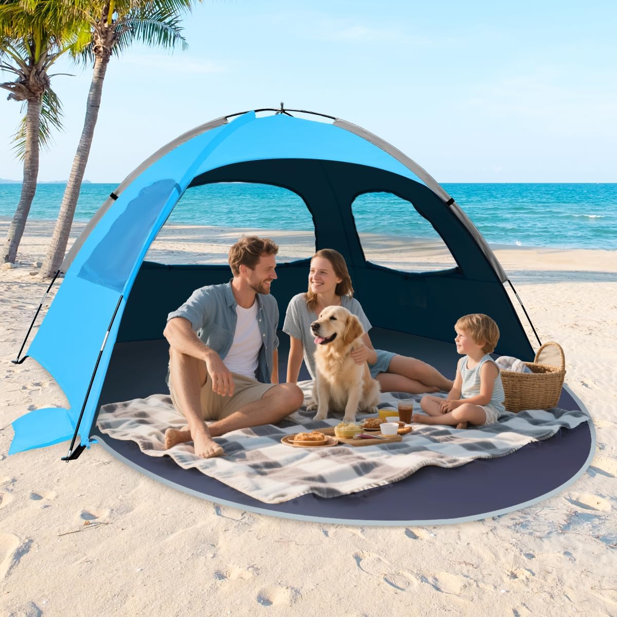 NXONE Beach Tent Sun Shelter, UPF 50+ UV Protection, Easy Setup