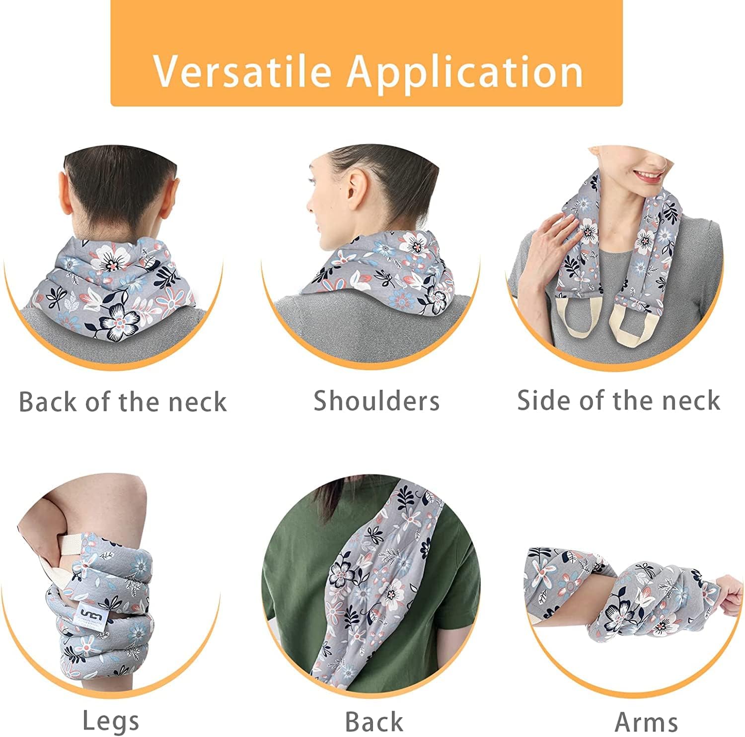 UNCN Long Wide Heating Pad for Neck and Shoulders Back 33x5.9 Microwavable Large Moist Heat Pack Warm Hot Compress Neck Wrap Weighted Bag Massage