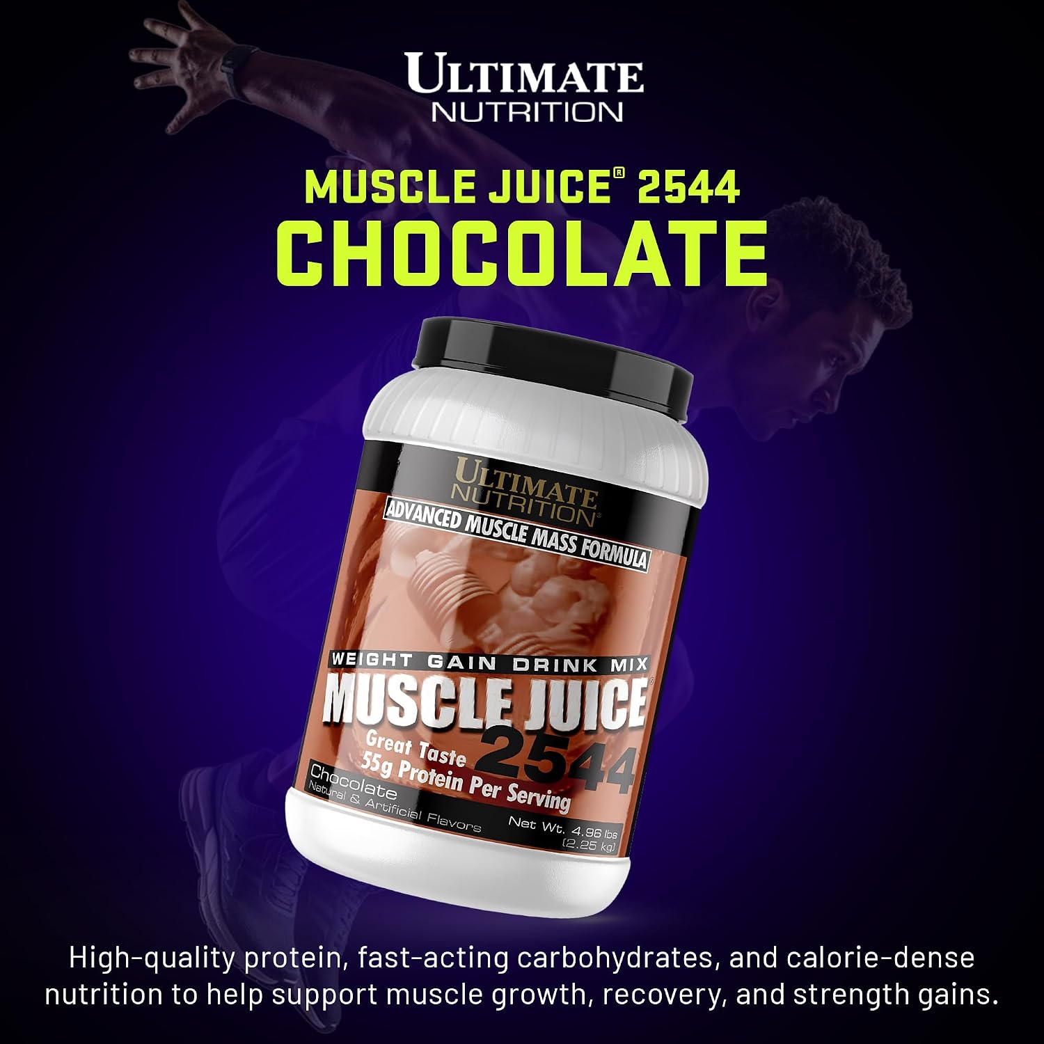 Ultimate Nutrition Muscle Juice 2544 Mass Gainer, Vanilla, 4.96 lb | 55g Protein Blend, 162g Carbs, 17g Fat, 1020 Calories, High Calorie Weight Gainer For Muscle Growth And Recovery