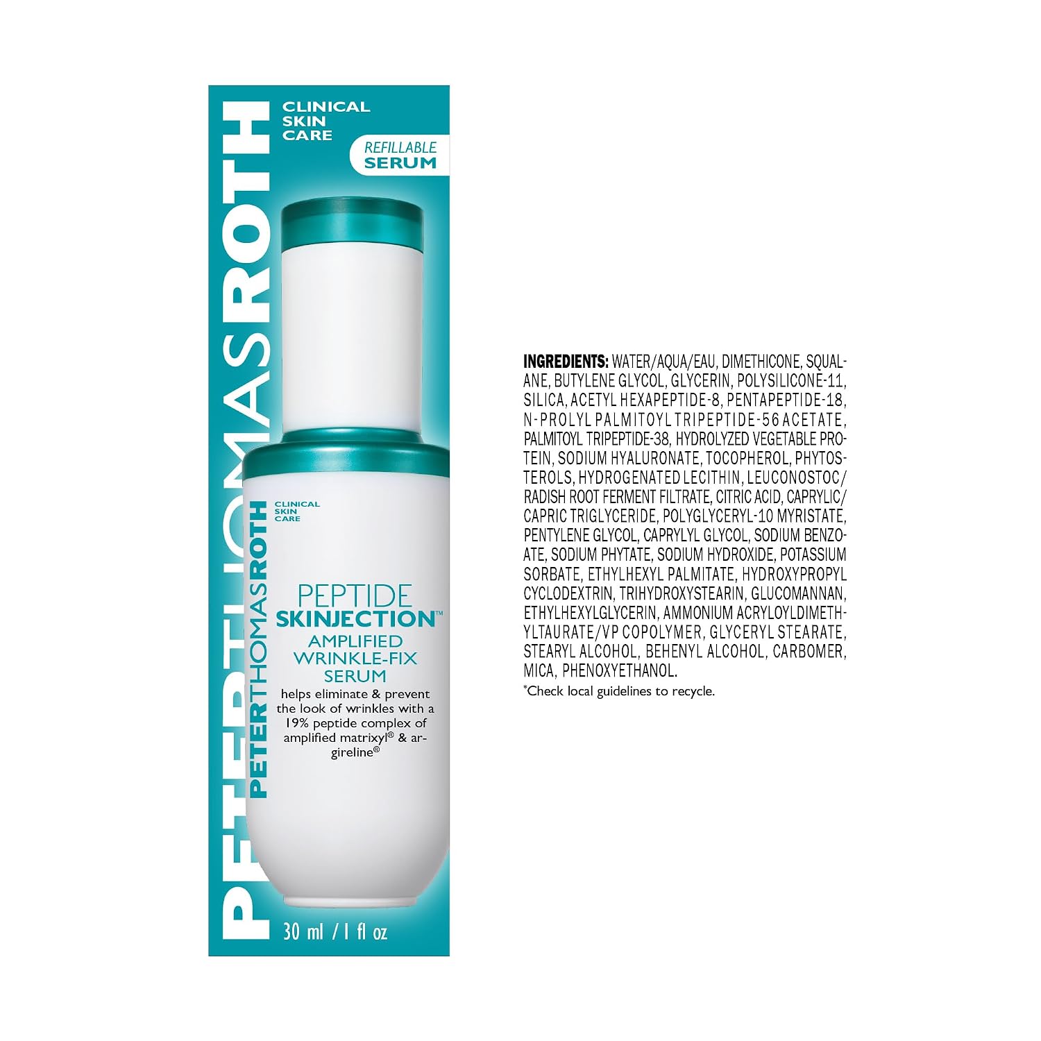 Peter Thomas Roth | Peptide Skinjection™ Amplified Wrinkle-Fix Serum, Clinically Proven Refillable Serum for Anti-Aging and Loss of Firmness