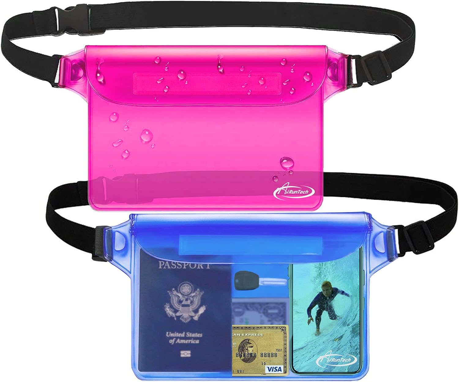 AiRunTech Waterproof Fanny Pack,Phone Pouch Dry Bag for Passport Wallet Purse,Floating Waterproof Bags for Travel Beach Swimming Kayaking Boating Cruise Accessories