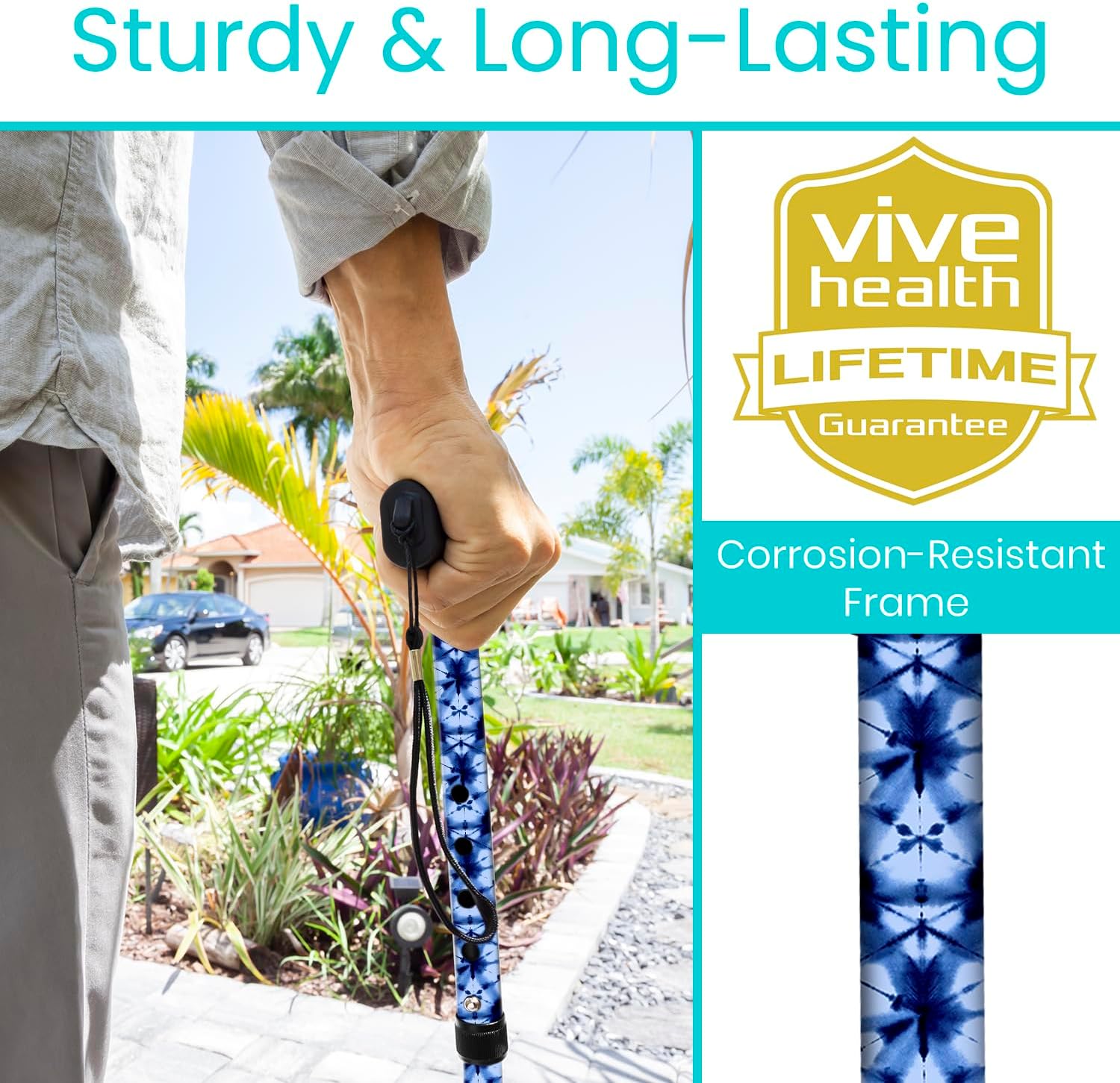 Vive Folding Cane - Foldable Walking Cane for Men, Women - Fold-up, Collapsible, Lightweight, Adjustable, Portable Hand Walking Stick - Balancing Mobility Aid - Sleek, Comfortable | Lightweight, Adjustable, Portable Hand Stick Balancing Mobility Aid Slee…