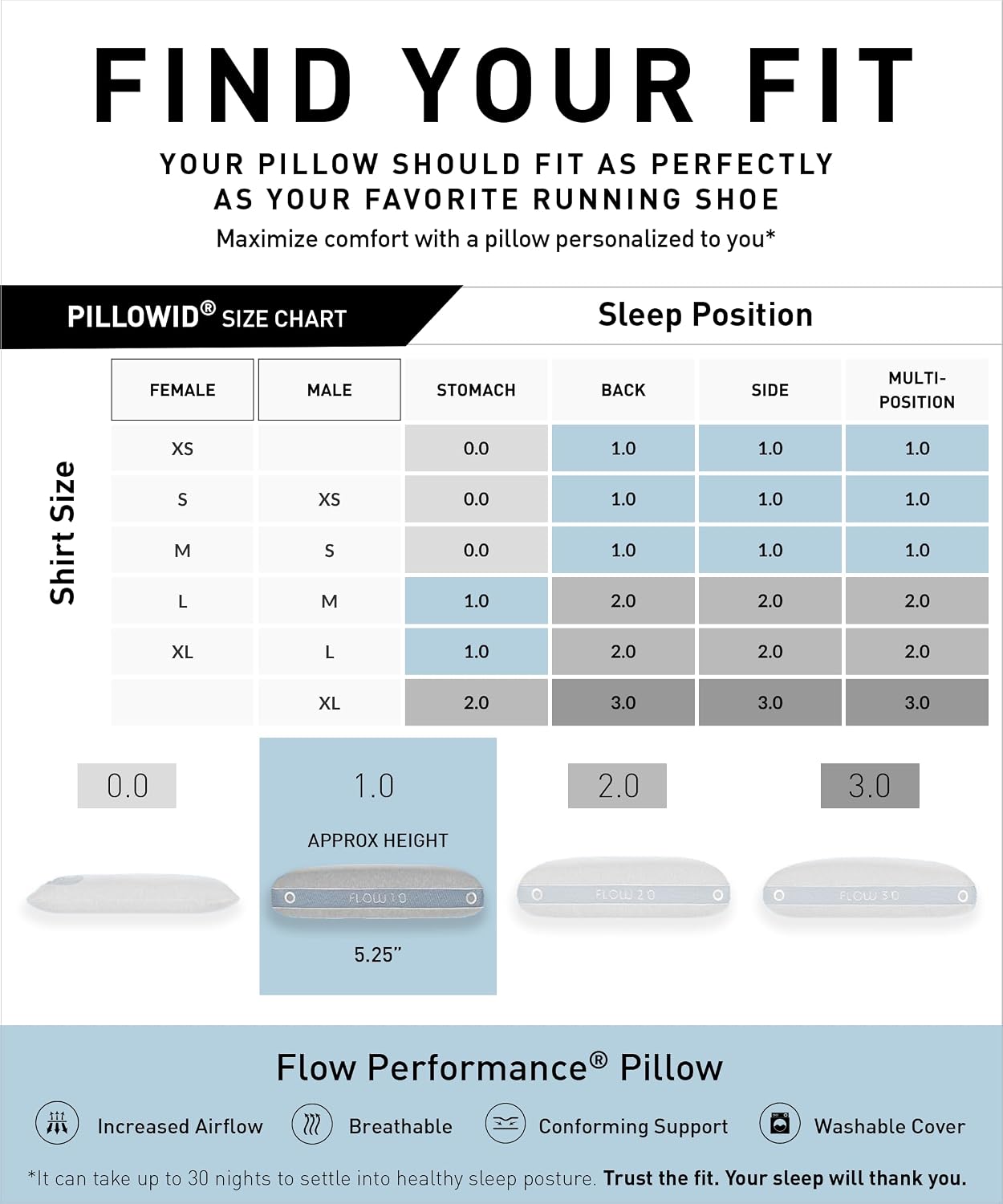 Bedgear Flow Performance Pillow, 2.0 Soft Cooling Pillow for Back