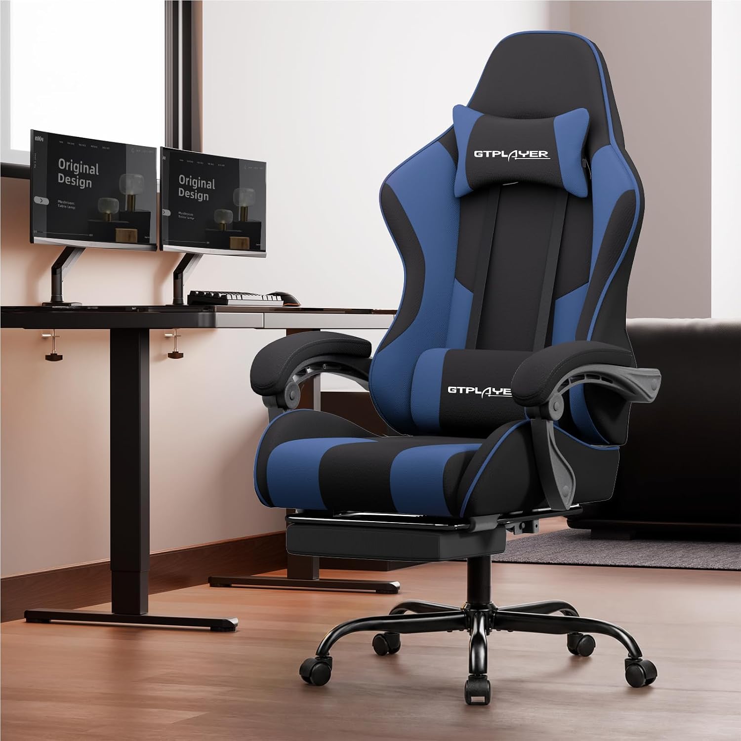 GTPLAYER Gaming Chair, Computer Chair with Footrest and Lumbar Support