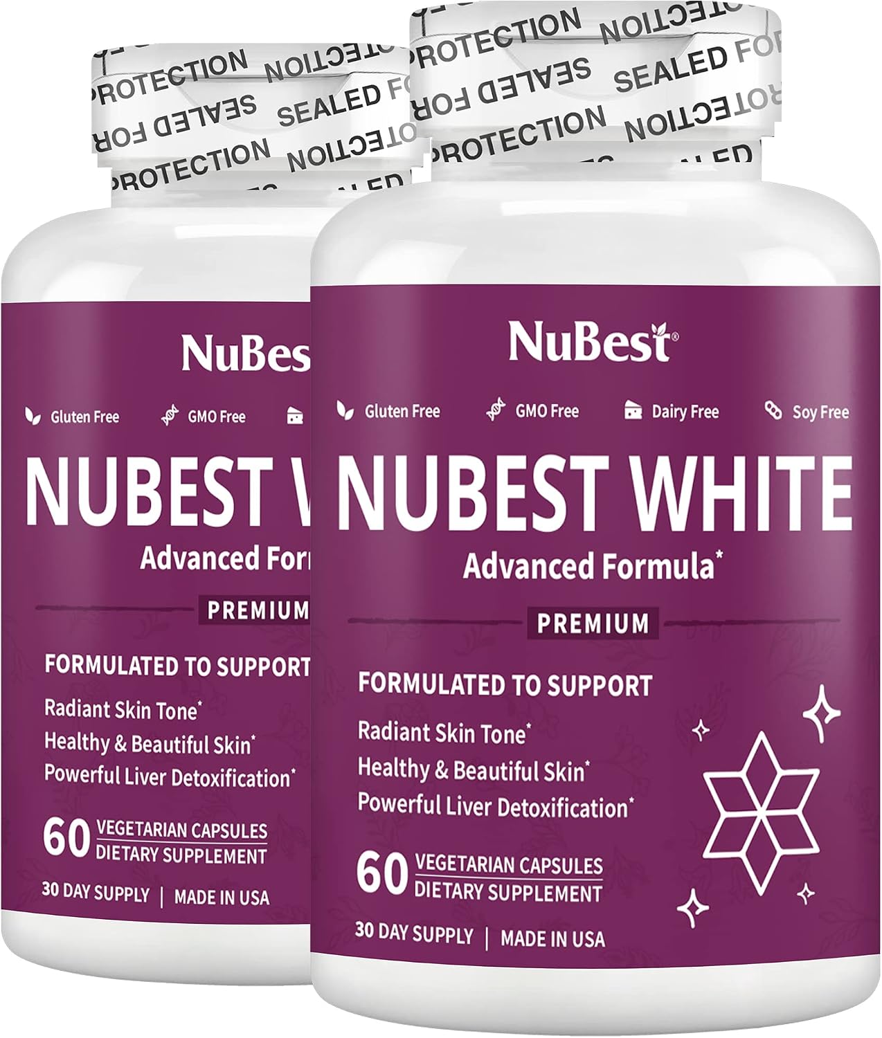 NuBest White - Glutathione 400mg & Milk Thistle Extract - Skin Brightening Supplement - Helps Beautiful and Radiant Skin - Antioxidant Supplement &