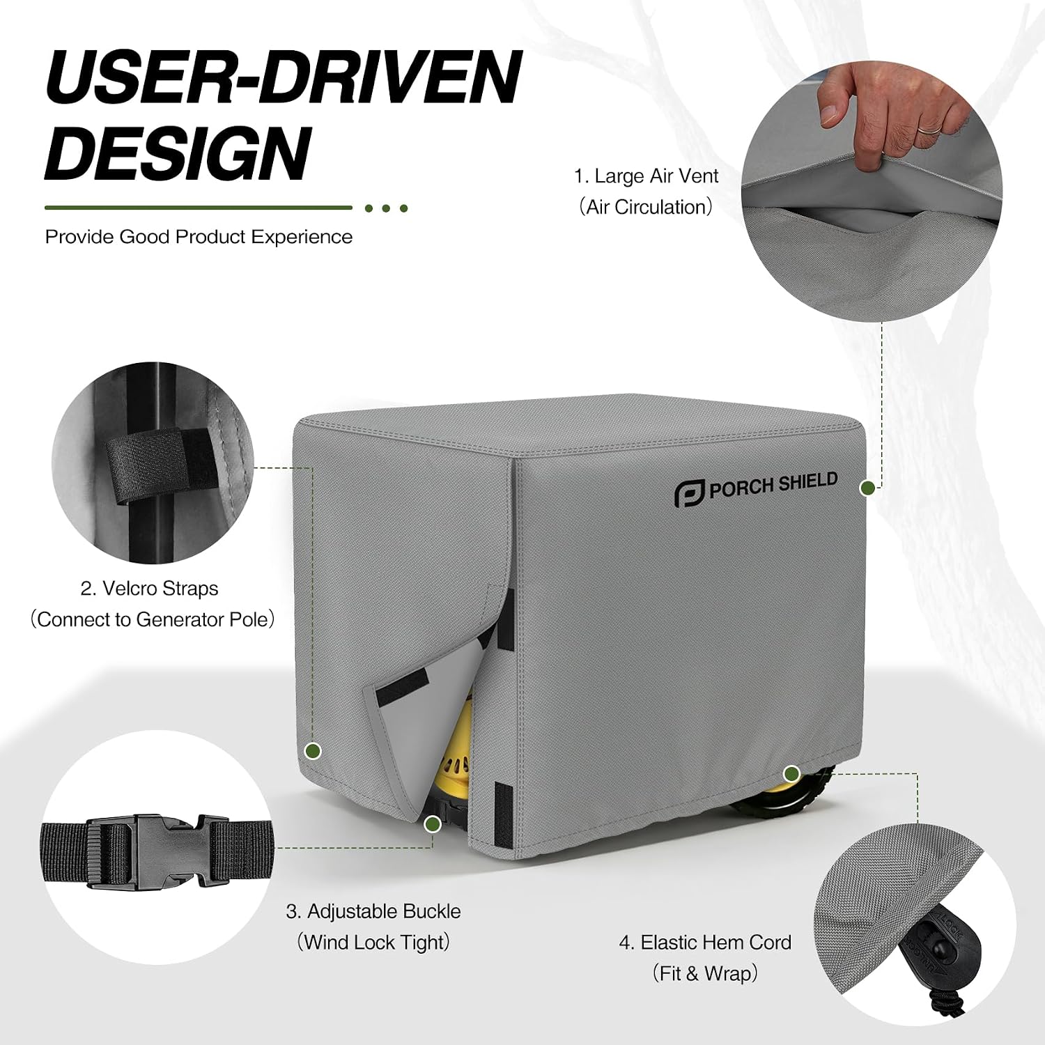 Porch Shield Waterproof Universal Generator Cover 32 x 24 x 24 inch - for Most Generators 5000-10000 Watt, Black