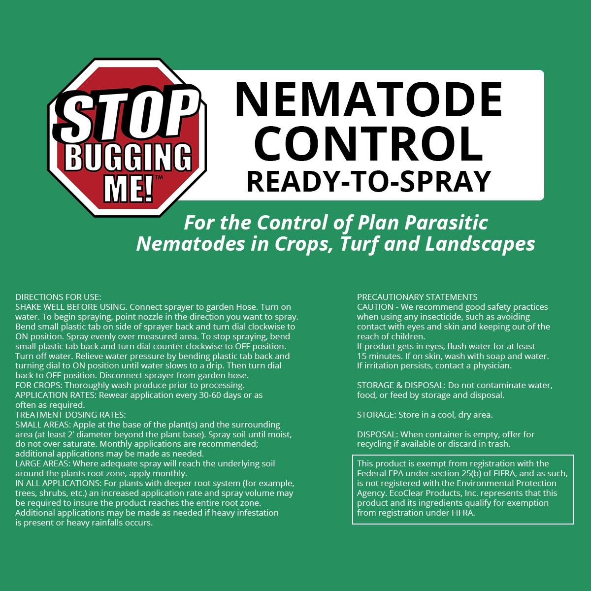 Stop Bugging Me Nematode Pest Control Concentrate for Lawn & Garden Pests – All-Natural, Non-Toxic
