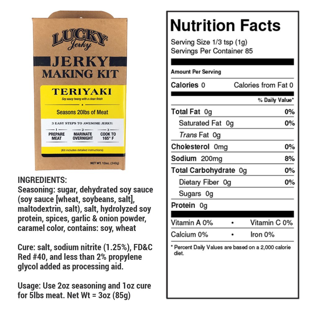 Lucky Jerky Ultimate Savory DIY Beef Jerky Seasoning and Cure Kit, 12 Oz | Make Your Own with Original, BBQ, Teriyaki, and Sweet & Spicy, Seasons 5 lbs per Flavor, 20 lbs Total