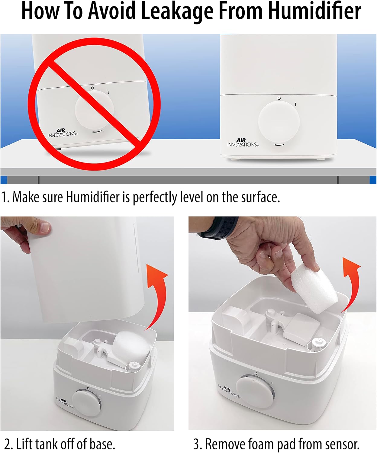 Air Innovations Humidifiers for Bedroom Convenient Oversized 4.5L Tank Runs for 70 Hours for Large Room up to 400 Sq Ft Top Fill Cool Mist