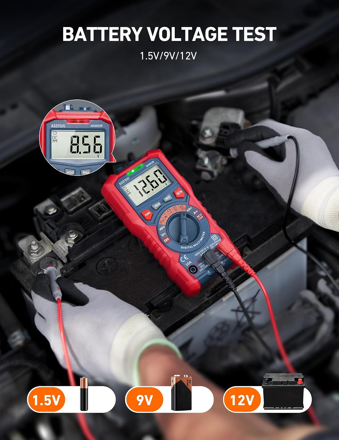 AstroAI Digital Multimeter, TRMS 4000 Counts, Auto-Ranging, Battery Test