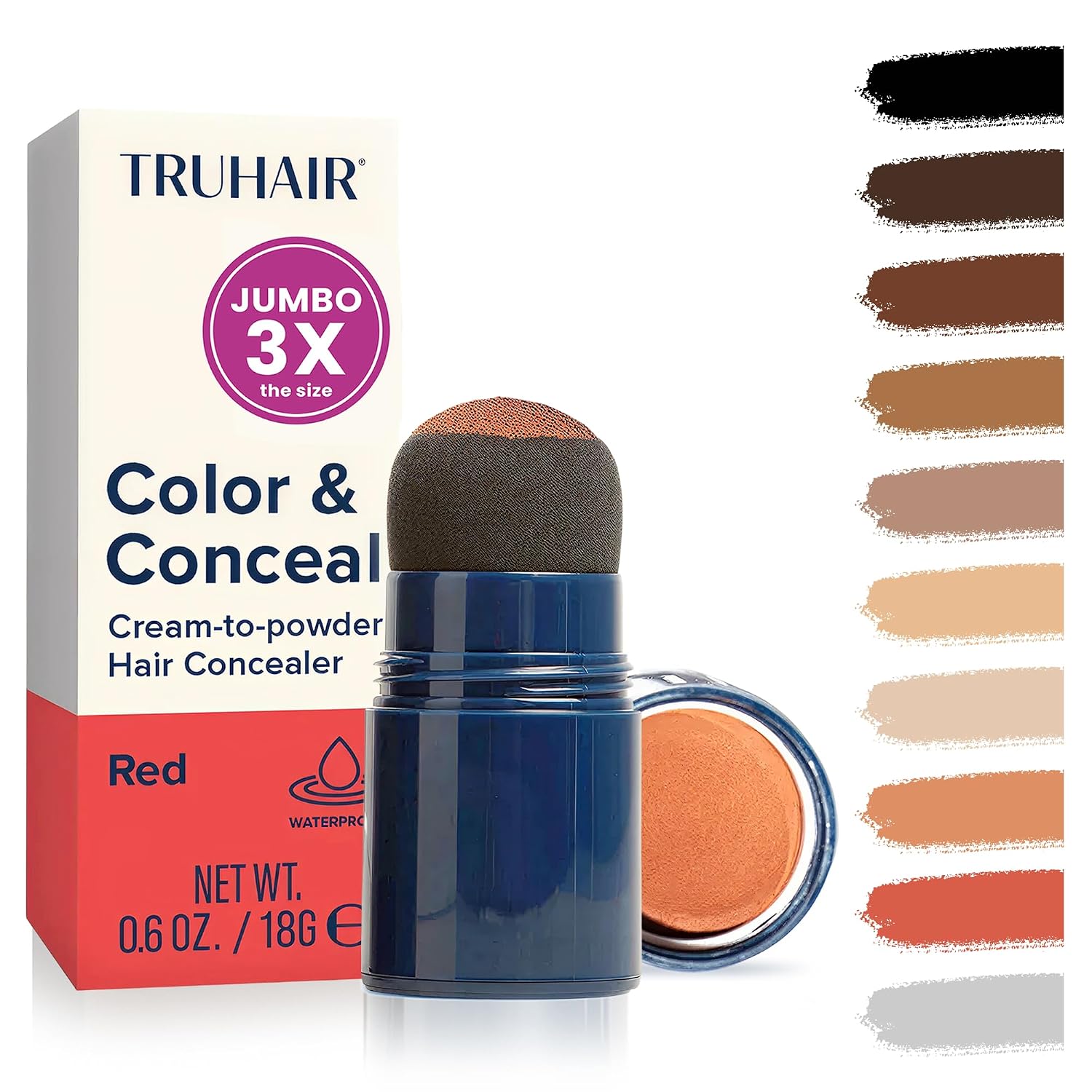 TRUHAIR Color & Conceal Waterproof Root Touch Up Hair Color for Gray Hair Coverage - Instant Root Cover Up Hair Powder for Women & Men - Bald Spot