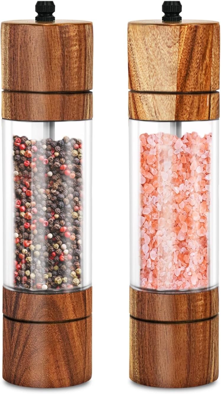 XWXO Premium Acrylic Salt and Pepper Grinder Set -8 Inches-Pack of 2