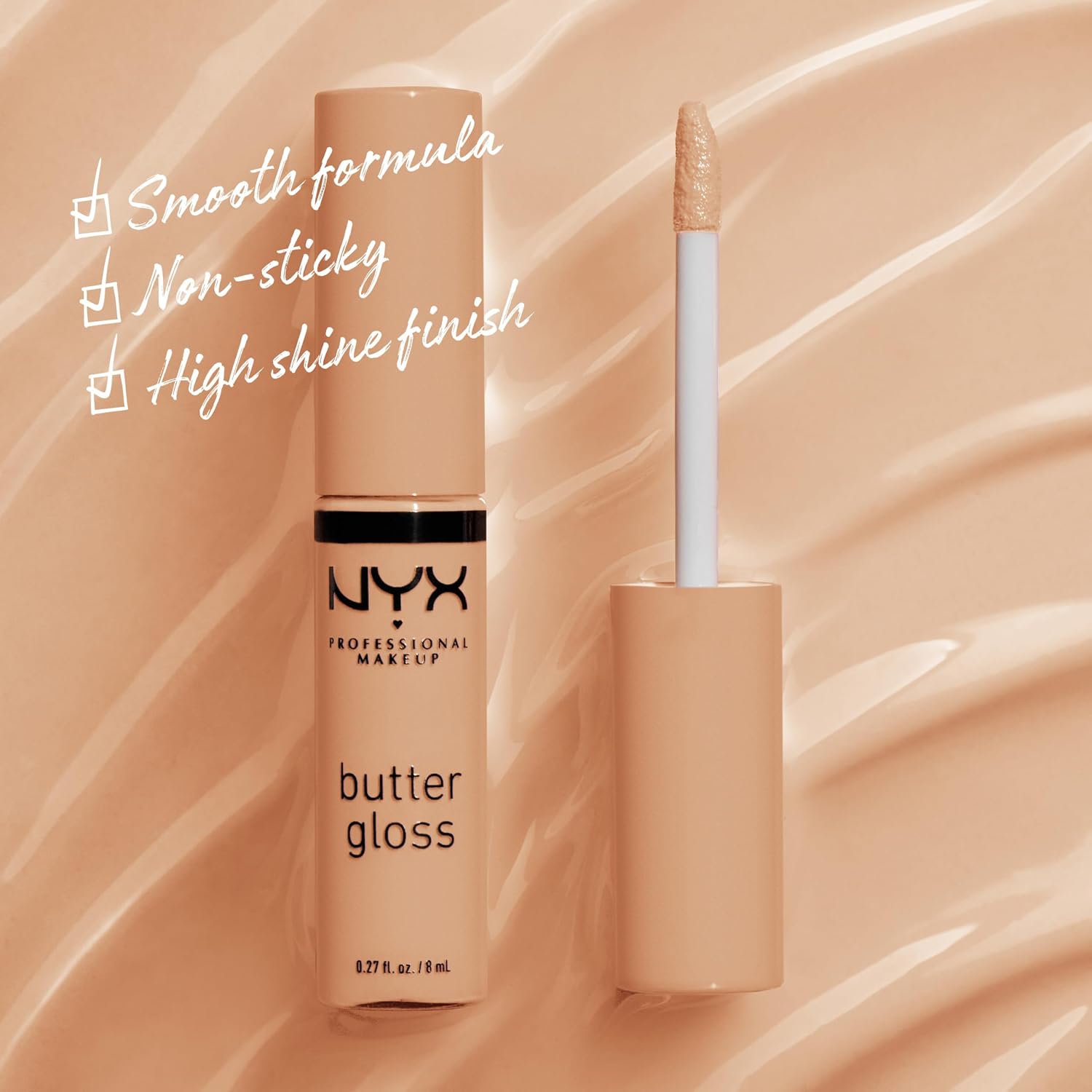 NYX PROFESSIONAL MAKEUP Butter Gloss, Non-Sticky Lip Gloss - Praline (Deep Nude)