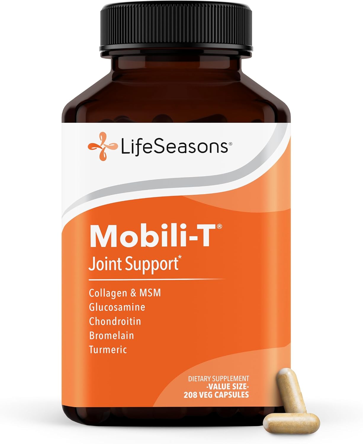 LifeSeasons Mobili-T - Joint Support Supplement - Reduces Aches & Discomforts - Increase Range of Motion - Rebuild Tissue & Cartilage - MSM Chondroitin Collagen Glucosamine & Turmeric - 120 Capsules