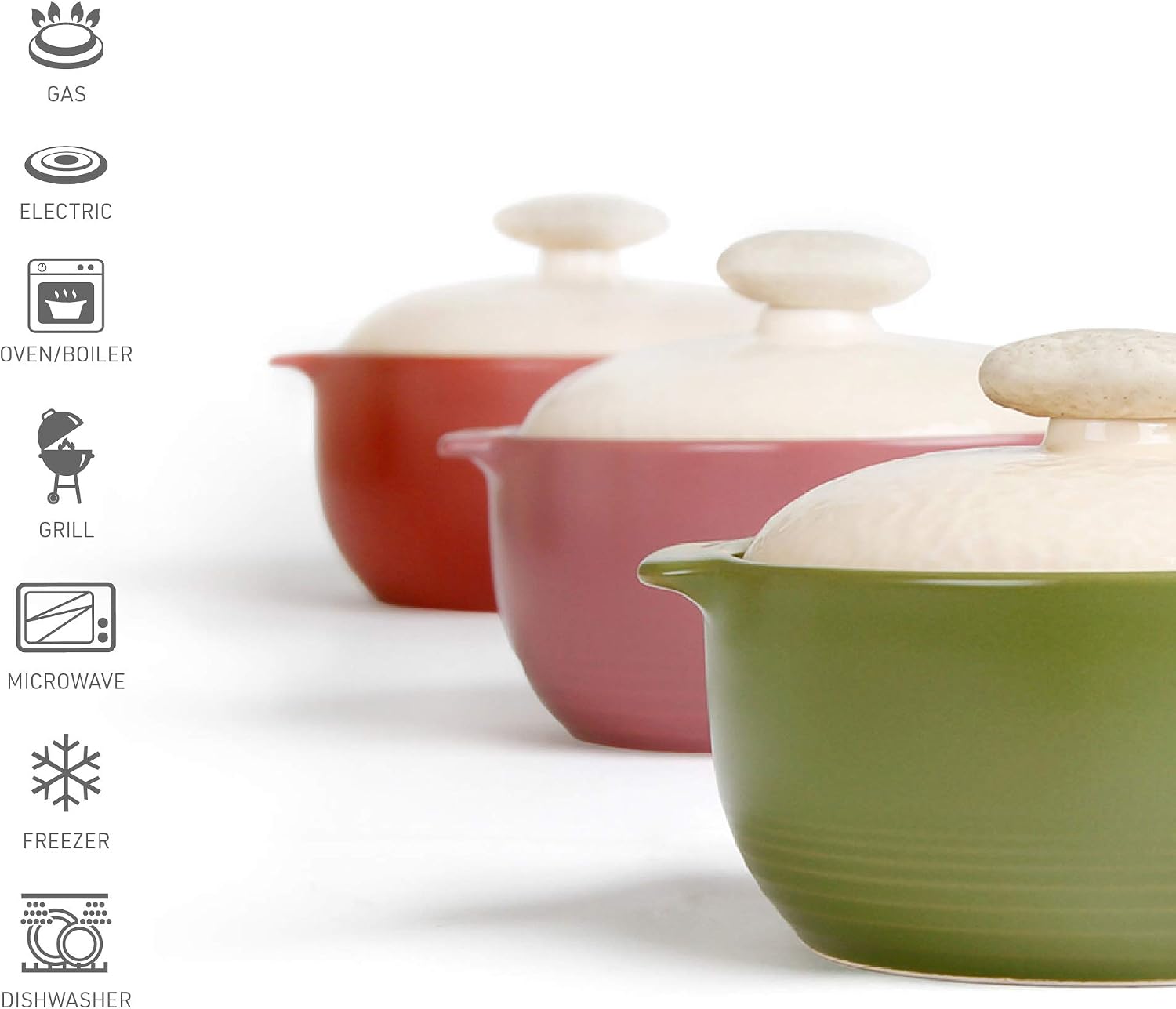 Neoflam Kiesel 2qt Non-Stick Ceramic Casserole Pot, Dutch Oven, Clay Pot, Stockpot For Stew, Soup, Steam, Scratch Resistant, Oven Safe, Heat Resistant, Plum