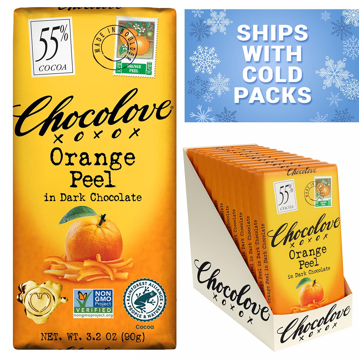 Chocolove Cherry & Almonds Dark Chocolate Bars | 55% Cocoa | Infused with Real Cherries & Crunchy Almonds | Crafted with Premium Chocolate | 3.2 oz Bar (12 Pack)