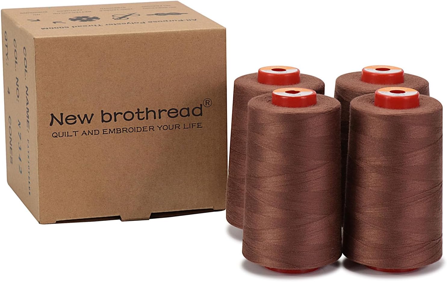 New brothread 4 Large Cones All Purpose Polyester Thread -Cream