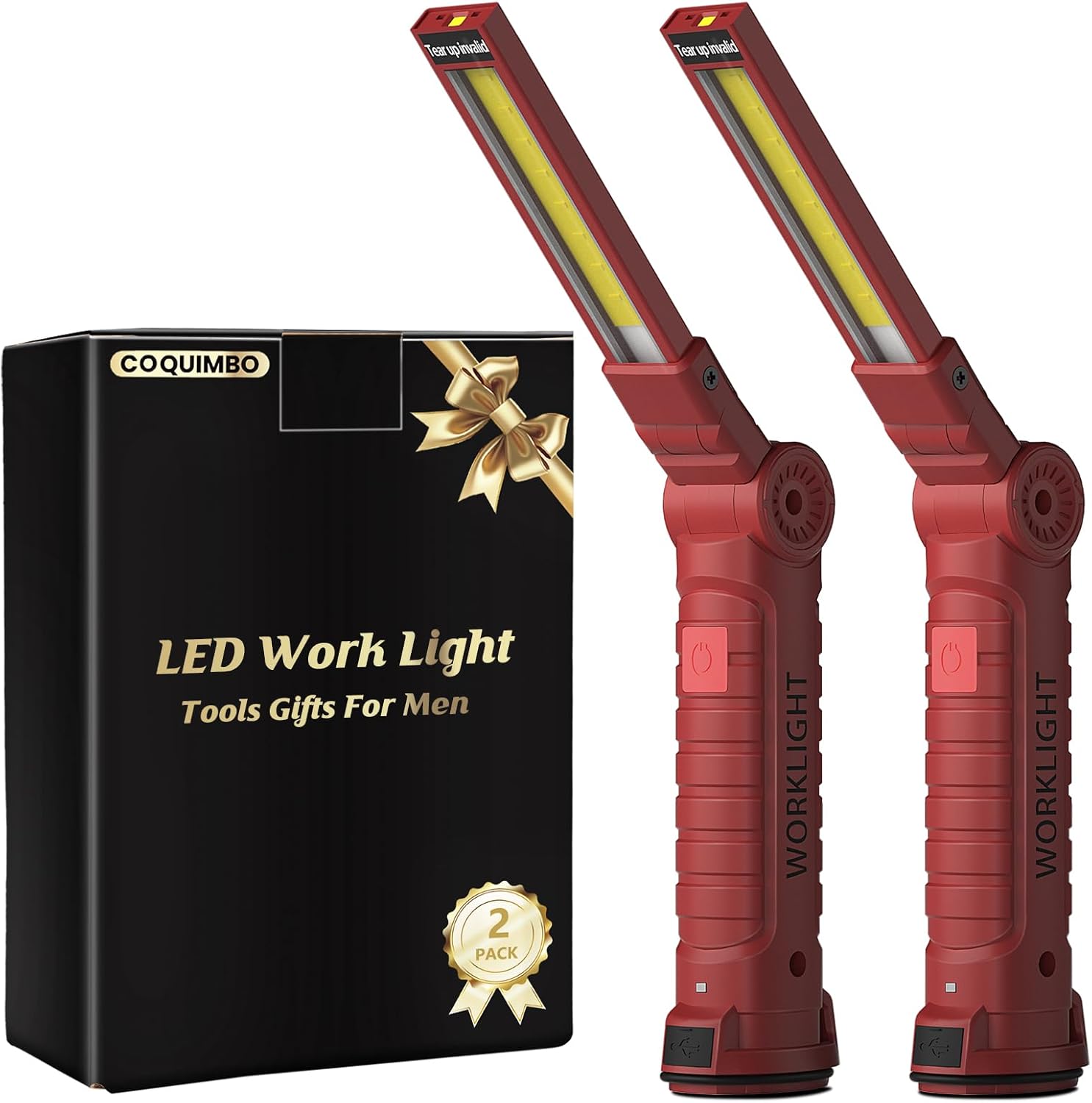 Coquimbo 2 Pack Rechargeable Work Light, Christmas Tool Gifts for Men Dad