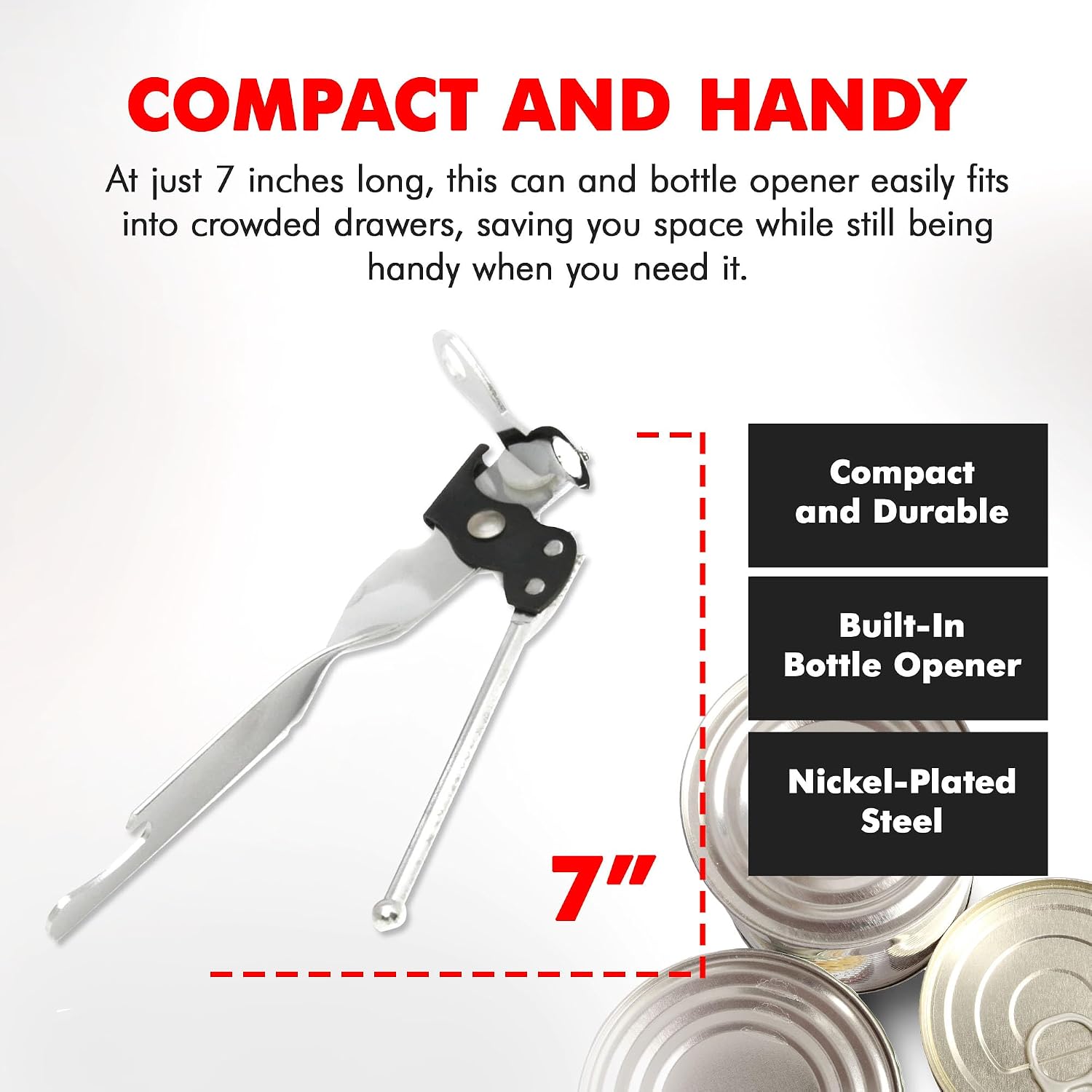 Chef Craft Select Can Opener with Tapper, 6.5 inches in length, Nickle Plated