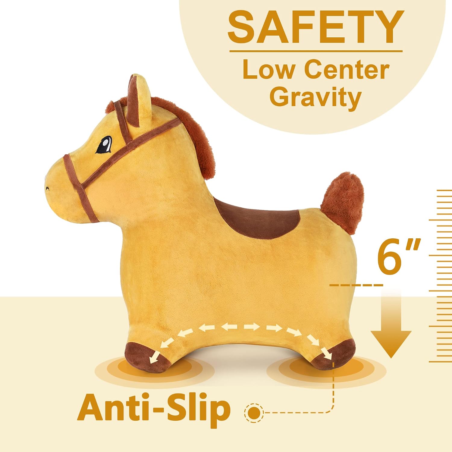Bouncy Pals Toddler Horse Hopper Toy, Kids Outdoor Ride Bounce Farm Animal | Inflatable Bouncing Hopping Toy, Indoor Baby Plush Bouncer Horse, Birthday Gift for 18 Month 2 3 4 Year Old Child Boys Girls