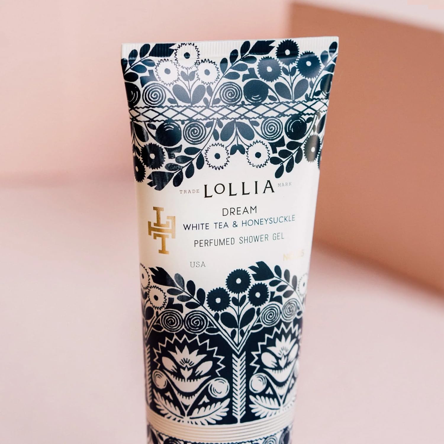 LOLLIA Wish Shower Gel, 8 fl oz, Vanilla Bean, Rice Flower, Jasmine Leaves, & Sugar Cane, Luxury Shea Moisture Hydrating Women's Body Wash, Delicate & Relaxing Scented Bath Soap for Self Care