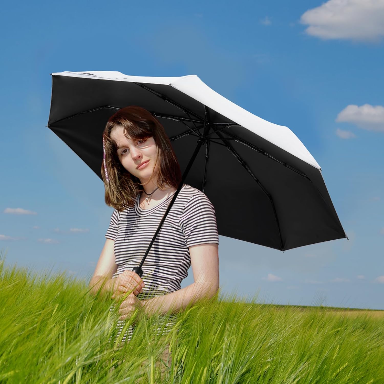 G4Free UPF 50+ UV Protection Travel Umbrella 42/46 Inch Auto Open Close