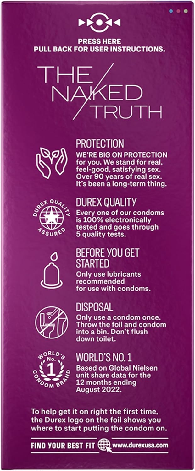 Durex Pleasure Pack Assorted Thin Condoms, Exciting Mix of Sensation and Stimulation, Lubricated Natural Rubber Latex Condoms for Men, 42 Count