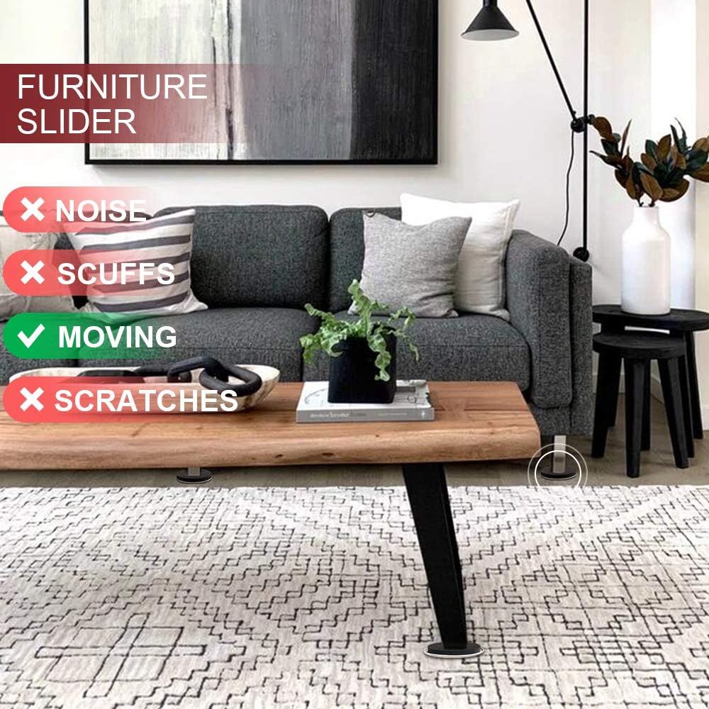 Yelanon Felt Furniture Sliders 20 Pcs 3.5" Round for Hardwood & Tile