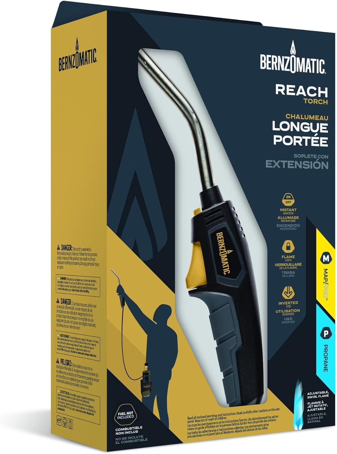Bernzomatic BZ8250HT Reach Hose Torch, Trigger-Start Hose Torch with Included Holster For Fuel Canister, Red (8250 Reach Torch)