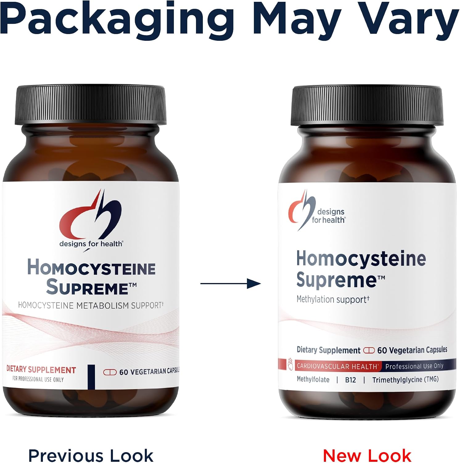 Designs for Health Homocysteine Supreme - Methylated B Vitamins with Riboflavin, B6, B12, Folate, L-Serine & TMG for Brain Support & Heart Health - Methylated Multivitamin (60 Capsules)