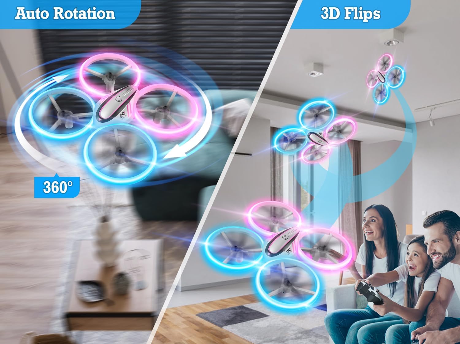 Q9s Drones for Kids,RC Drone with Altitude Hold and Headless Mode,Quadcopter with Blue&Green Light,Propeller Full Protect,2 Batteries and Remote Control,Easy to fly Kids Gifts Toys for Boys and Girls