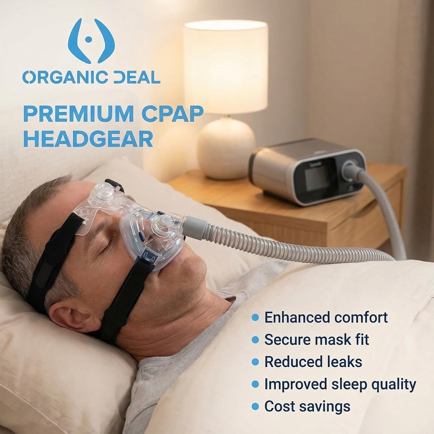 Universal CPAP Headgear Strap – Replacement for Philips Respironics Headgear & ResMed CPAP Supplies – CPAP Mask & Head Strap (Mask, Clips NOT Included)
