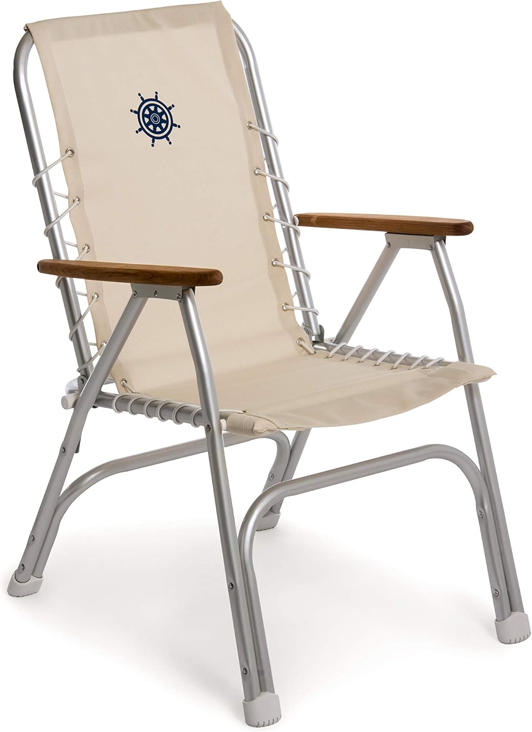 High Back Deck Chair, Boat Chair, Folding, Anodized, Aluminium, Off-White, Model M150W