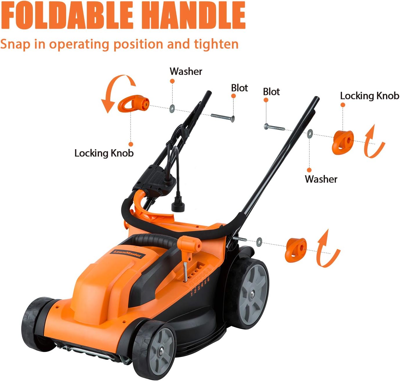 LawnMaster MEB1216K Electric Lawn Mower 16-Inch 12AMP