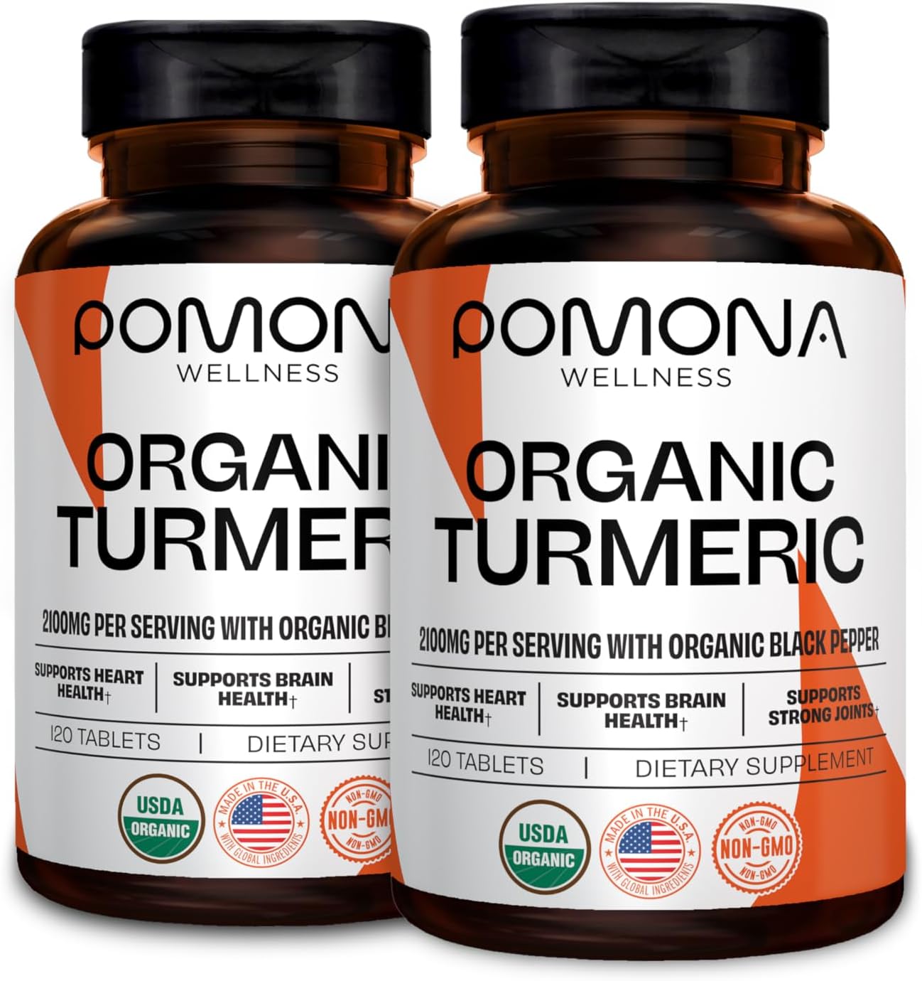 Pomona Wellness Organic Turmeric Supplement 2100 mg, 120 Tablets